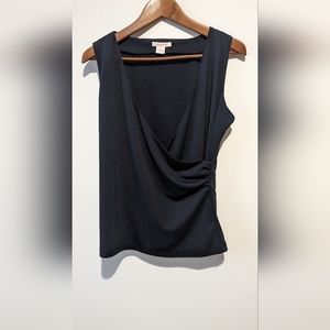 Isaac Mizrahi Navy Blue Faux Wrap Sleeveless Cami